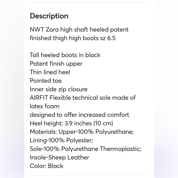 ZARA high heeled thigh high boots sz 6.5￼.  Black boots, heels, Desiger Boots. - Picture 3 of 9